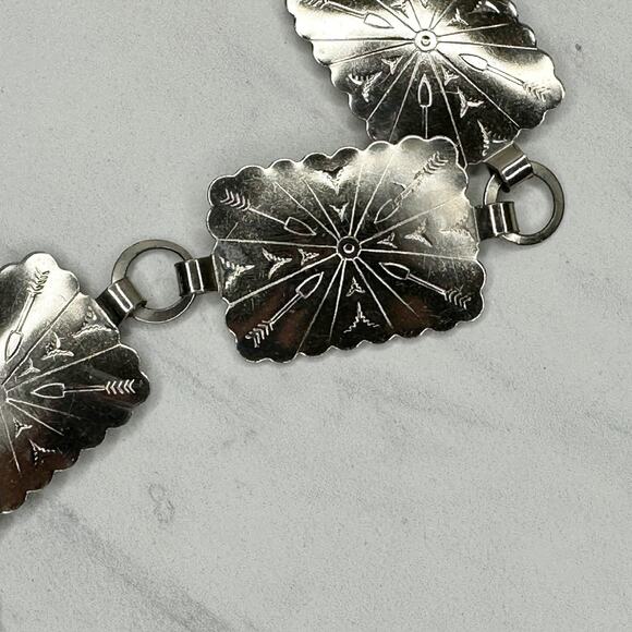 Vintage Southwestern Concho Silver Chain Belt XS/Small (XS/S) Western Boho ✨ - Picture 10 of 11